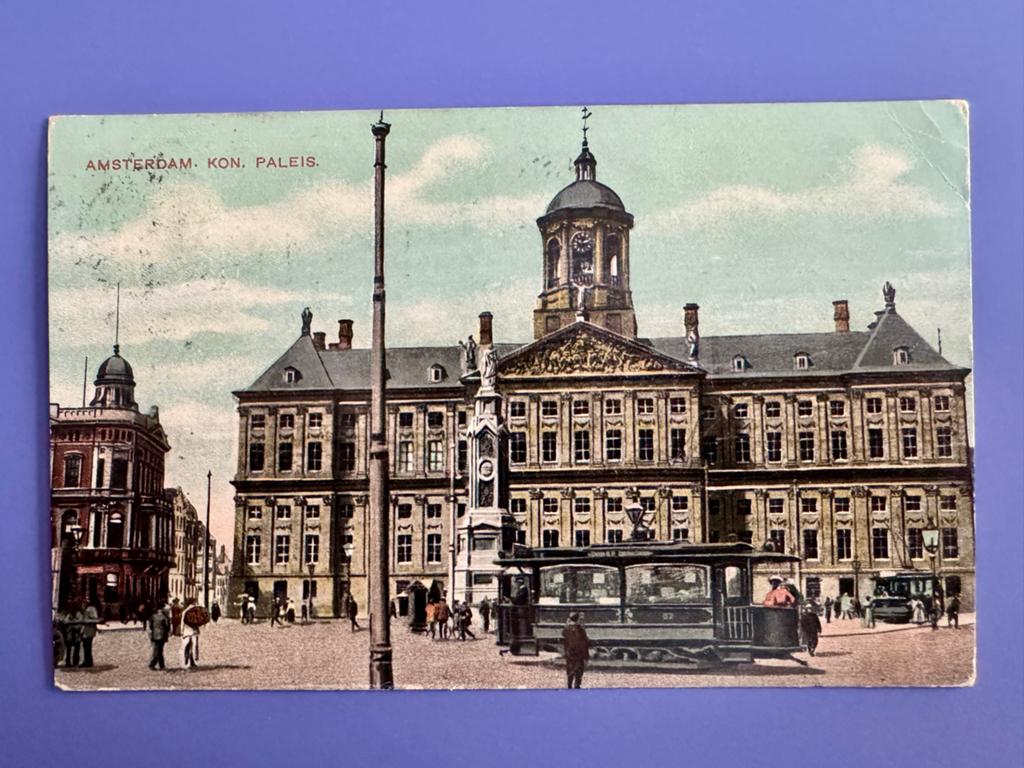 Oude Ansichtkaart Amsterdam Koninklijk Paleis Tram, Ophalen of Verzenden, Voor 1920, Gelopen, Noord-Holland