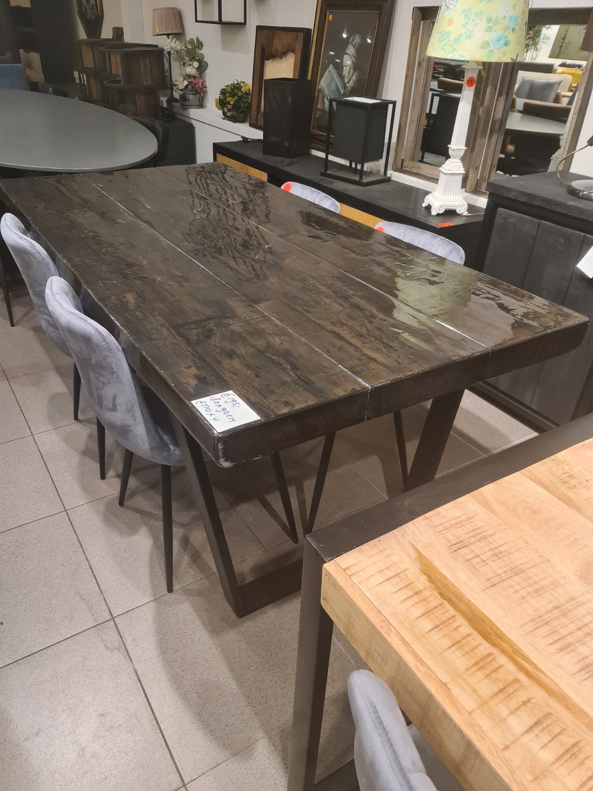 nieuwe kick collectie eettafel 180x90cm epoxy zwart u-poot, Ophalen, Hout, Zwart, .