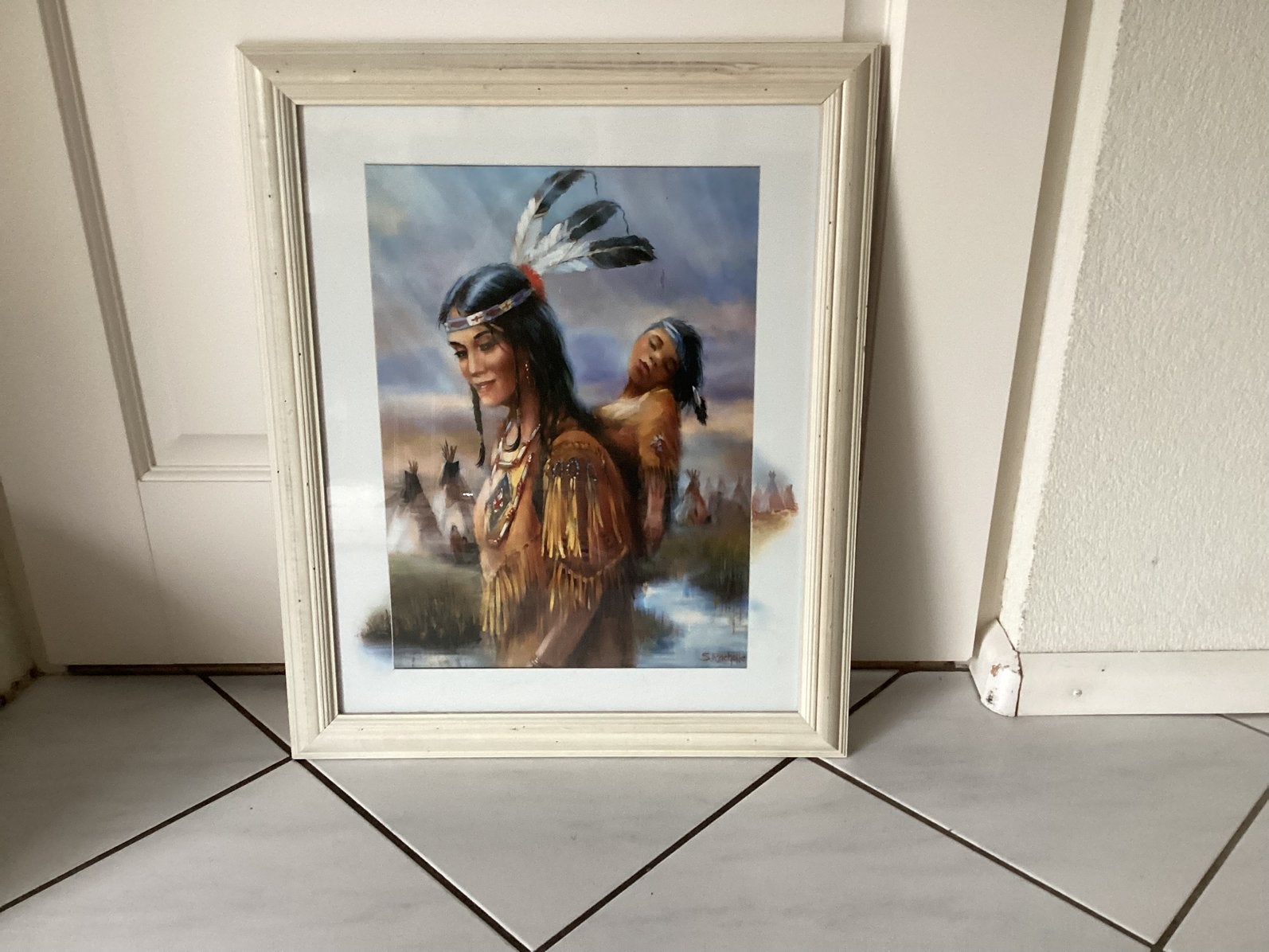 Indiaan,clown,monnik met lijst, Huis en Inrichting, Ophalen of Verzenden, Zo goed als nieuw