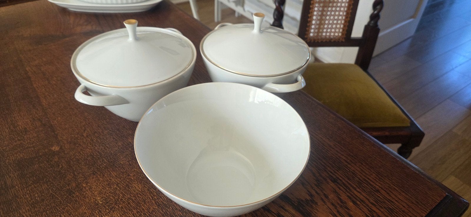 Arzberg Schalenset met deksels - Wit met gouden rand, Ophalen