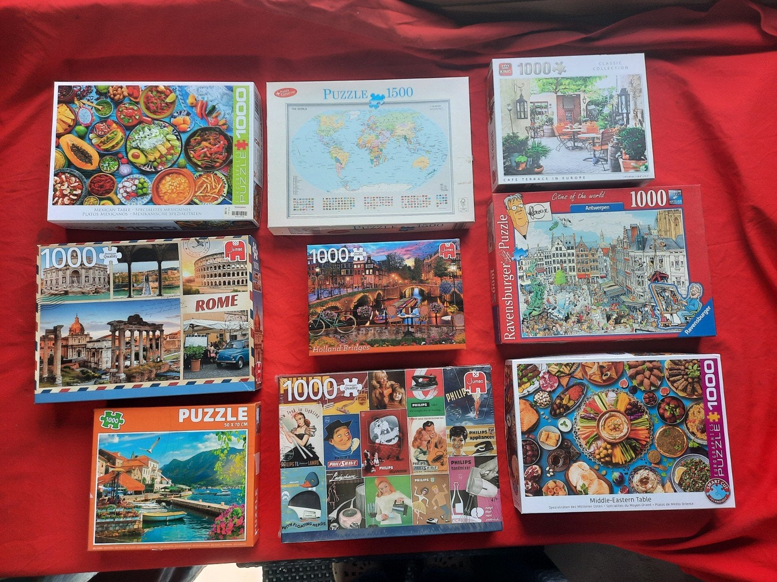 puzzels , 1000 stukjes, vanalleswat, Ophalen, 500 t/m 1500 stukjes, Zo goed als nieuw