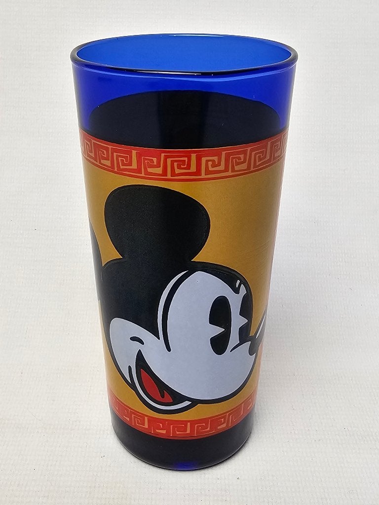 # Vintage Mickey Mouse glas Longdrinkglas Blauw, Ophalen of Verzenden, Mickey Mouse, Gebruikt, Servies