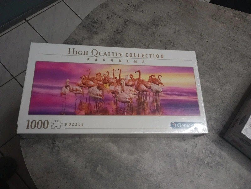 Nieuwe panorama puzzel flamingo's 1000 stukjes, Ophalen of Verzenden, 500 t/m 1500 stukjes, Nieuw