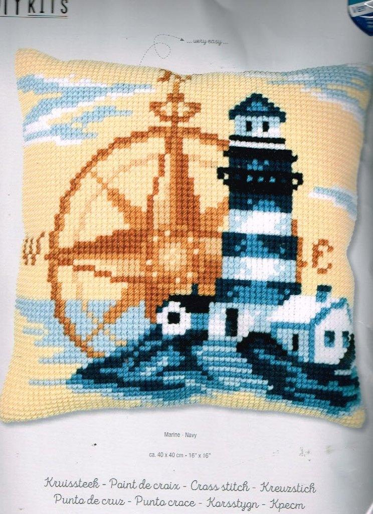 Cado vervaco borduurpakket kussen  MARINE  419, Hobby en Vrije tijd, Ophalen of Verzenden, Nieuw, Handborduren, Borduurpakket