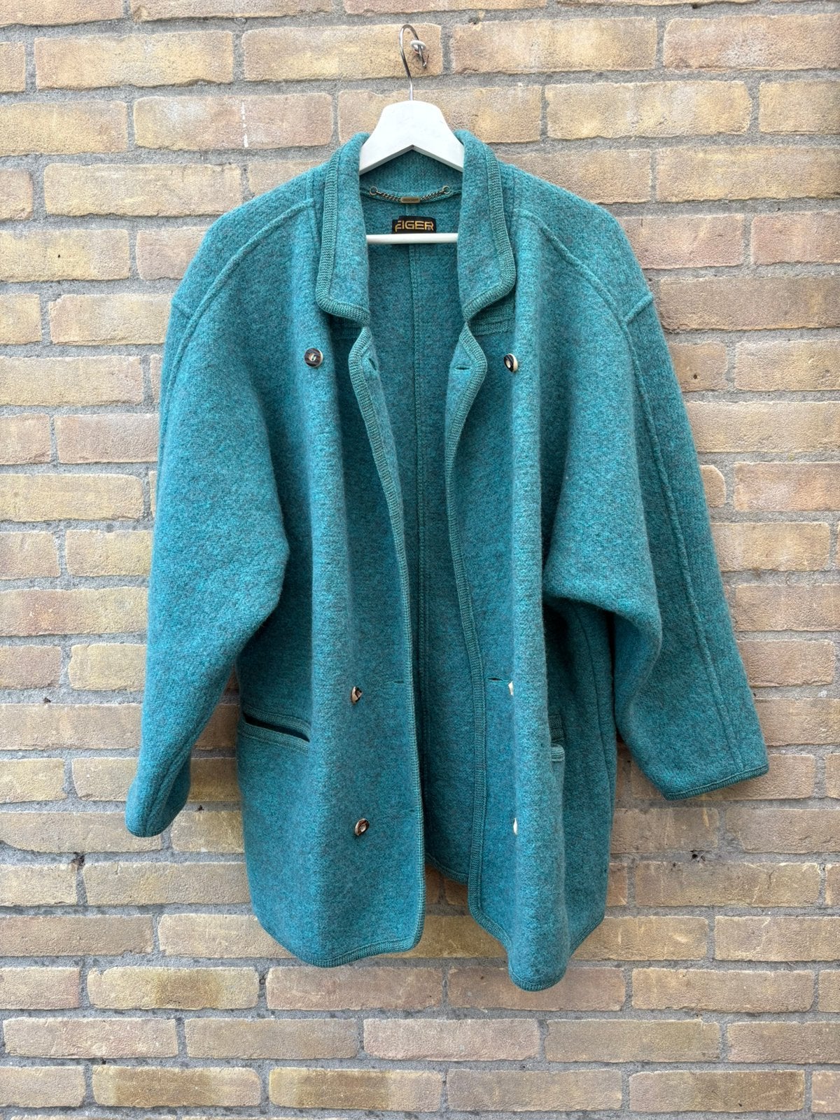 Geiger wollen jas aqaublauw 42, Ophalen of Verzenden, Zo goed als nieuw, Maat 42/44 (L), Overige kleuren