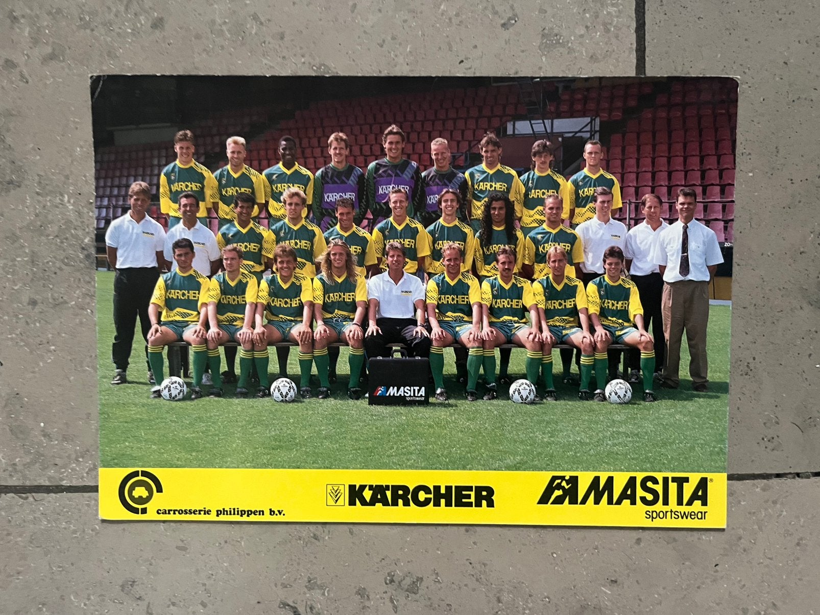 FOTOKAART FORTUNA SITTARD A4 formaat 90-91, Ophalen of Verzenden, Zo goed als nieuw, Overige binnenlandse clubs, Spelerskaart