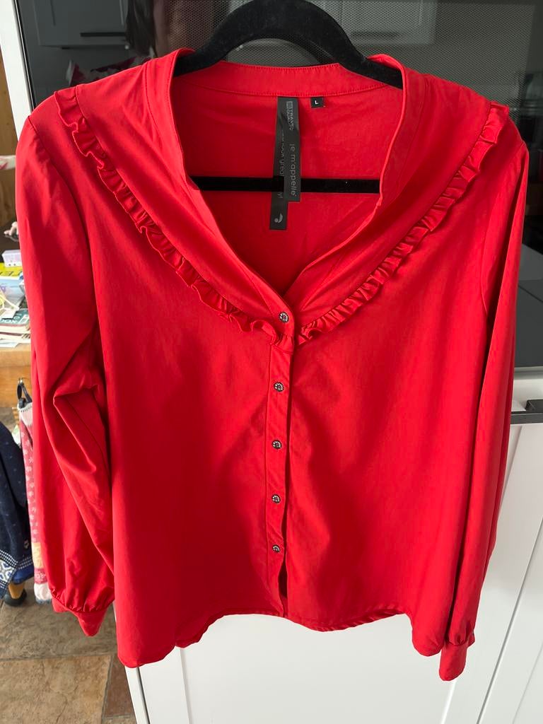 Je m'appelle Travelstof Blouse Rood Maat L, Kleding | Dames, Blouses en Tunieken, Ophalen of Verzenden, Zo goed als nieuw, Maat 42/44 (L)