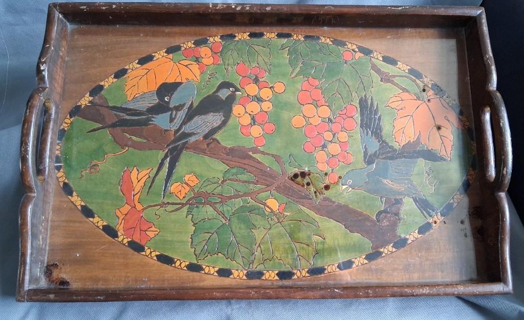Amsterdamse school art deco gebatikt dienblad, Ophalen of Verzenden
