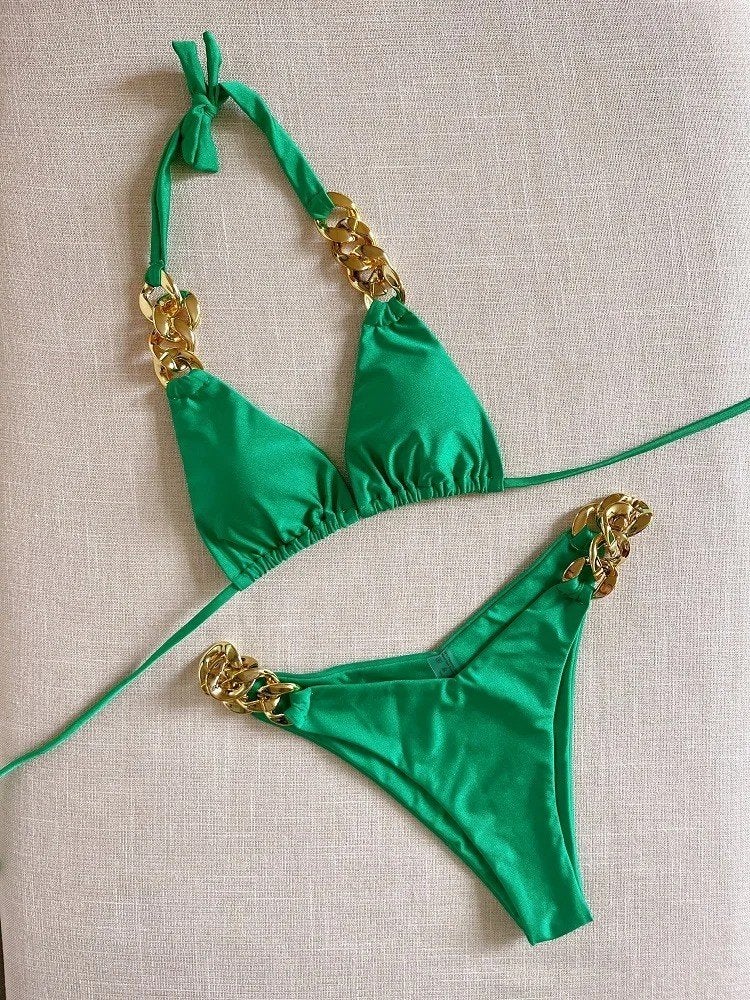 Luxe halter bikini set met driehoeksbroekje 2 delig, Ophalen of Verzenden, Nieuw, Overige kleuren, Bikini