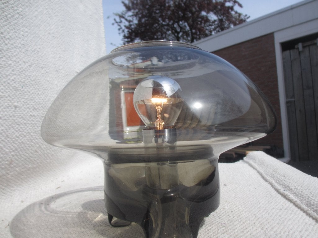 Sussmuth leuchten Mushroom tafellamp smoked glas, Overige typen, Gebruikt, Met schakelaar, Glas