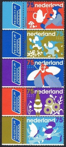 Nederland NVPH nr 2603/7 postfris Kabouters 2008, Ophalen of Verzenden, Na 1940, Postfris