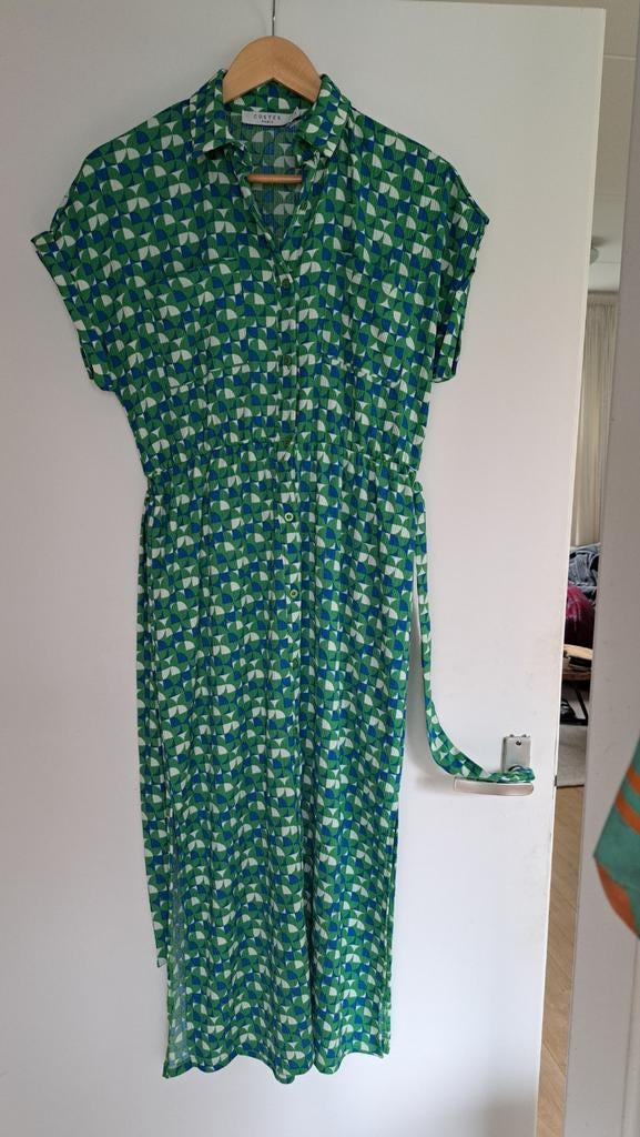 Zomerse jurk met geometrische print en ceintuur, Kleding | Dames, Jurken, Ophalen of Verzenden, Zo goed als nieuw, Maat 36 (S)