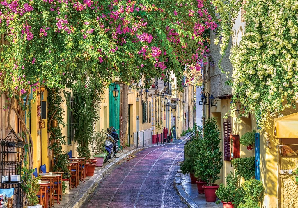 Bloemenstraatje Italie fotobehang, Vliesbehang 368 x 254 cm, Verzenden, Fotobehang, Wit