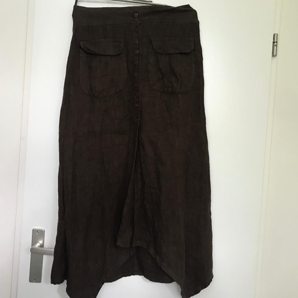 completo lino lange bruine linnen rok maat M 100% linnen, Kleding | Dames, Maat 38/40 (M), Bruin, Verzenden, Zo goed als nieuw
