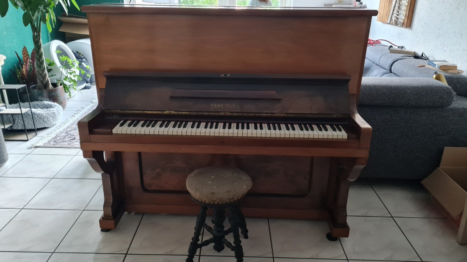 Antieke Carl Ecke piano, Ophalen, Gebruikt, Bruin, Piano