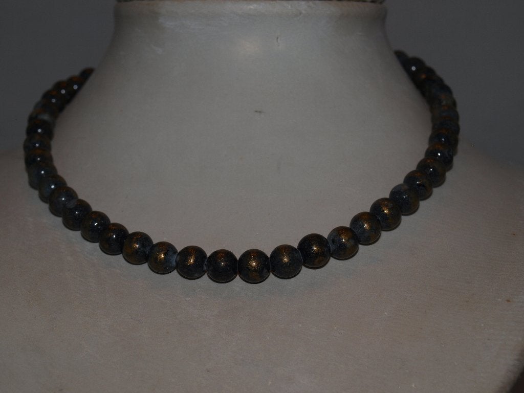 ketting  van mashan jade grjs/bruin  42 cm lang, Ophalen of Verzenden, Nieuw, Bruin, Overige materialen
