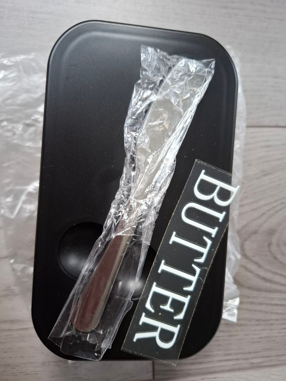 Zwarte kunststof botervloot met mesje (Nieuw), Verzenden, Nieuw