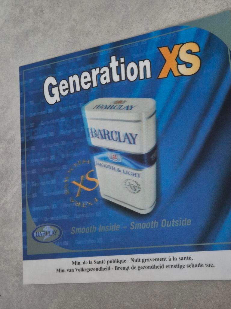 Vintage 3D reclame plaat Barclay Generation XS, Ophalen of Verzenden, Zo goed als nieuw, Reclamebord