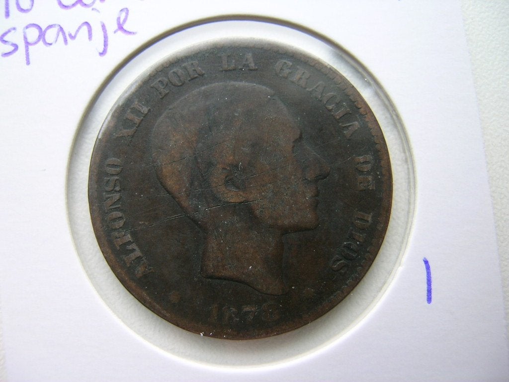 10 Centimos 1878 Spanje, Ophalen of Verzenden, Overige landen, Losse munt