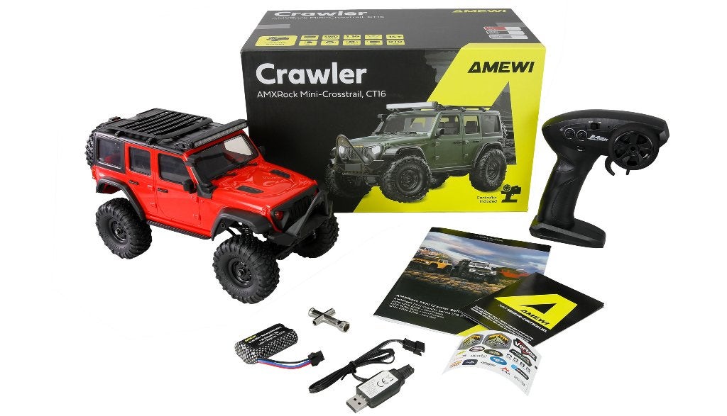 AMXRock Mini-Crosstrail Scale Crawler 4WD 1/16 RTR red, Ophalen of Verzenden, Nieuw, Overige schalen, Auto offroad