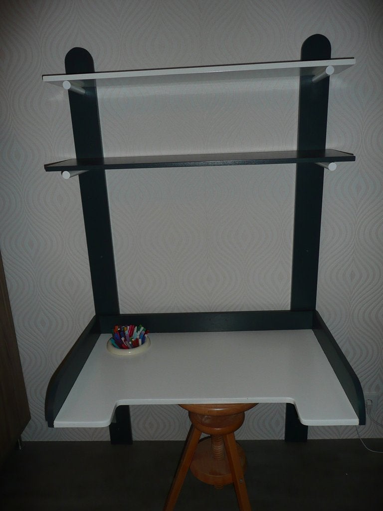 kinderburo wit met antraciet, Huis en Inrichting, Ophalen, Demontabel, Modern, 84 cm