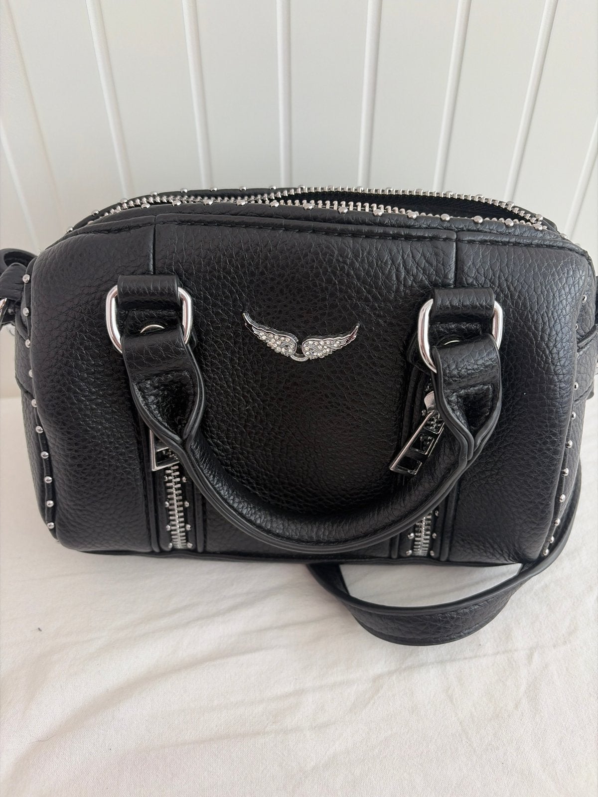 Zadig & Voltaire Rock Nano Bag Zwart Leer Studs, Ophalen of Verzenden, Zo goed als nieuw, Zwart, Schoudertasje