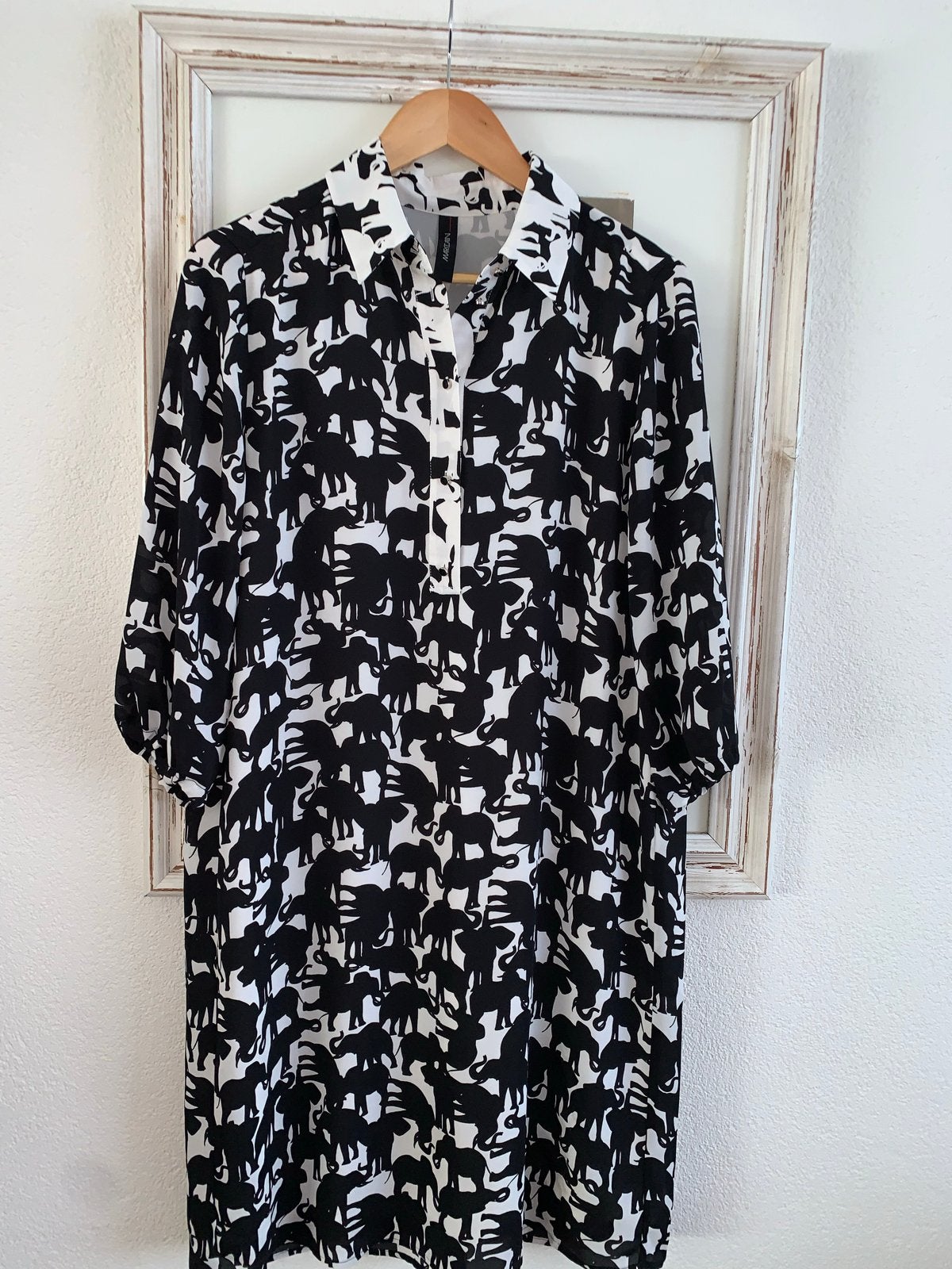 Marc Cain jurk met olifantenprint - Zo goed als nieuw, Kleding | Dames, Zwart, Maat 42/44 (L), Ophalen of Verzenden, Zo goed als nieuw