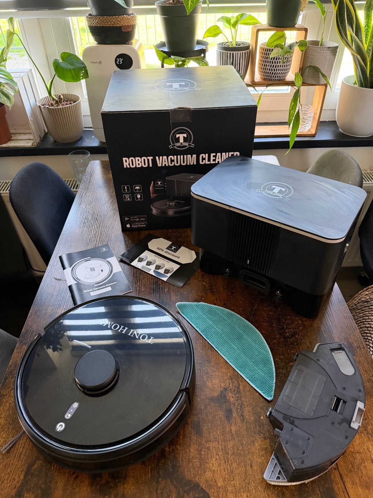 Toni Homi Q8 Robotstofzuiger met Leegstation en Dweilfunctie, Overige merken, Automatisch legen, Ophalen of Verzenden, Zo goed als nieuw