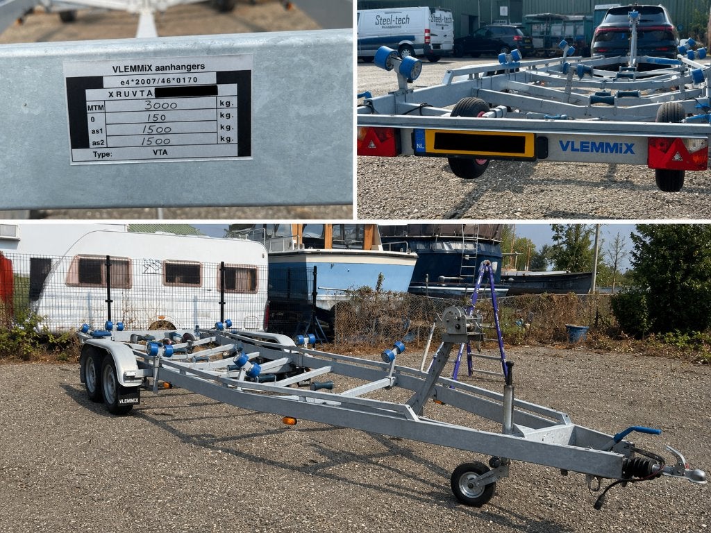 Vlemmix VBT2-3000 boottrailer 3000 kg - nette staat, Ophalen, Verstelbare verlichting, 6 tot 9 meter, Overige typen