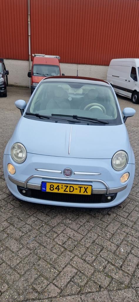 Fiat 500 1.4 16V 100pk 2008 Blauw, Auto's, Voorwielaandrijving, 31 €/maand, 4 cilinders, 100 pk