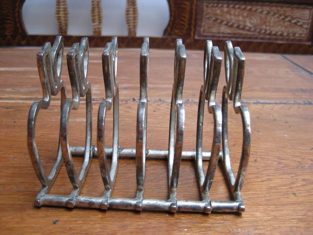 Brocante metalen toasthouder in appelvorm, Ophalen of Verzenden