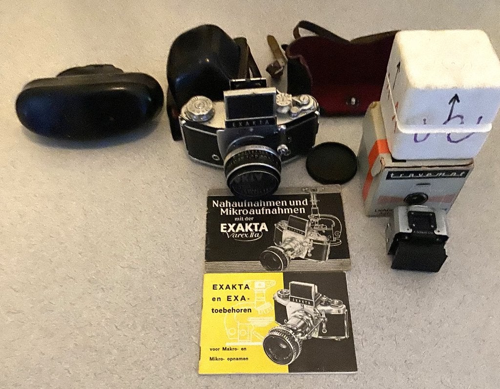 Leuke Vintage Exakta Varex Camera - Travemat Lichtmeter, Ophalen of Verzenden, Gebruikt, Spiegelreflex, Samsung