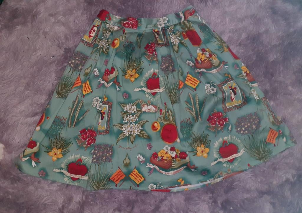 Prachtig apart retro rokje met Frida Kahlo print, Kleding | Dames, Grace Karin, Ophalen of Verzenden, Zo goed als nieuw, Knielengte