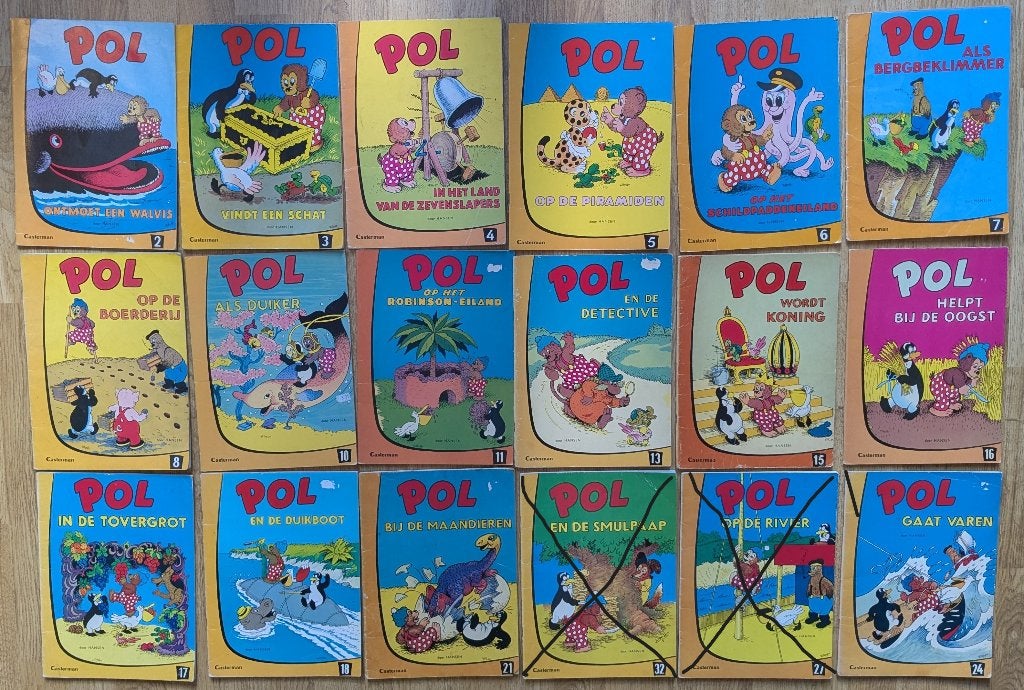 16 Pol stripboeken, nr: 2 t/m 8,10,11,13,15 t/m 18,21,24., Meerdere stripboeken, Ophalen of Verzenden, Gelezen, Hansen