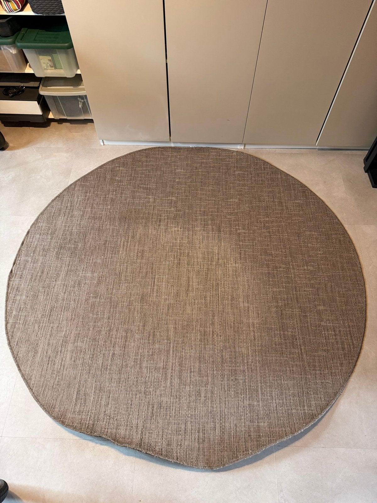 Rond buitentapijt 200 cm - ook voor binnen, Ophalen, Bruin, Rond, Zo goed als nieuw