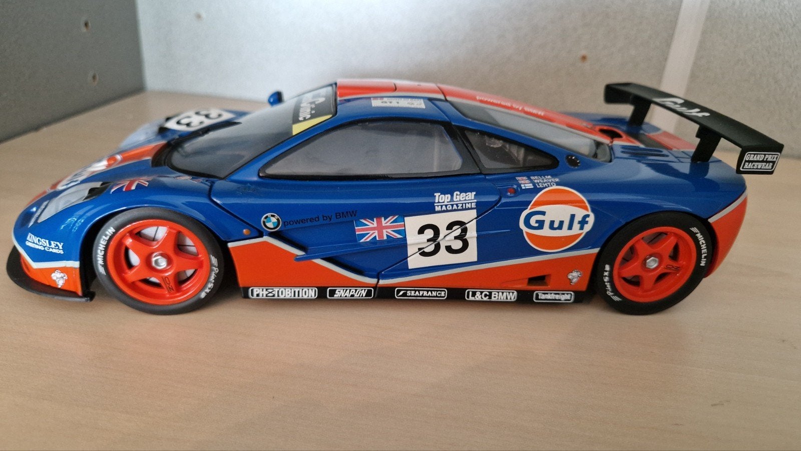 McLaren F1 GTR Gulf #33 schaalmodel, Ophalen of Verzenden