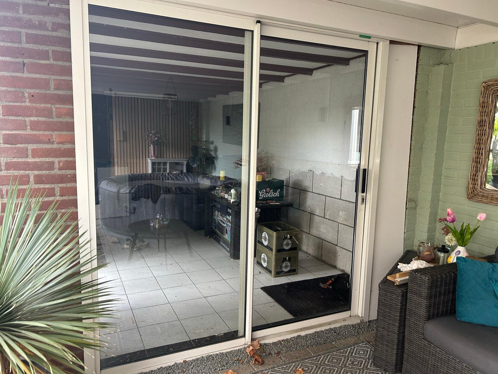 Aluminium schuifpui met dubbel glas, Doe-het-zelf en Verbouw, Ophalen, Gebruikt, Schuifdeur, 120 cm of meer