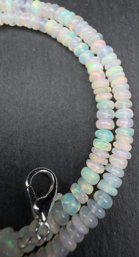 Natuurlijke Opaal Ketting - 42,5cm, 38ct, 2,5-5mm kralen, Verzenden, Wit, Nieuw, Steen of Mineraal
