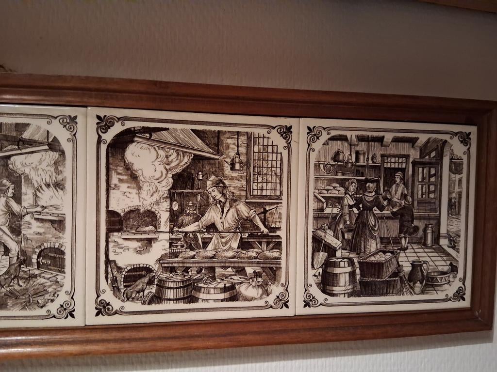 Antieke Tegeltjes Tegeltableau Bakkerij Scènes, Antiek en Kunst, Antiek | Wandborden en Tegels, Ophalen of Verzenden