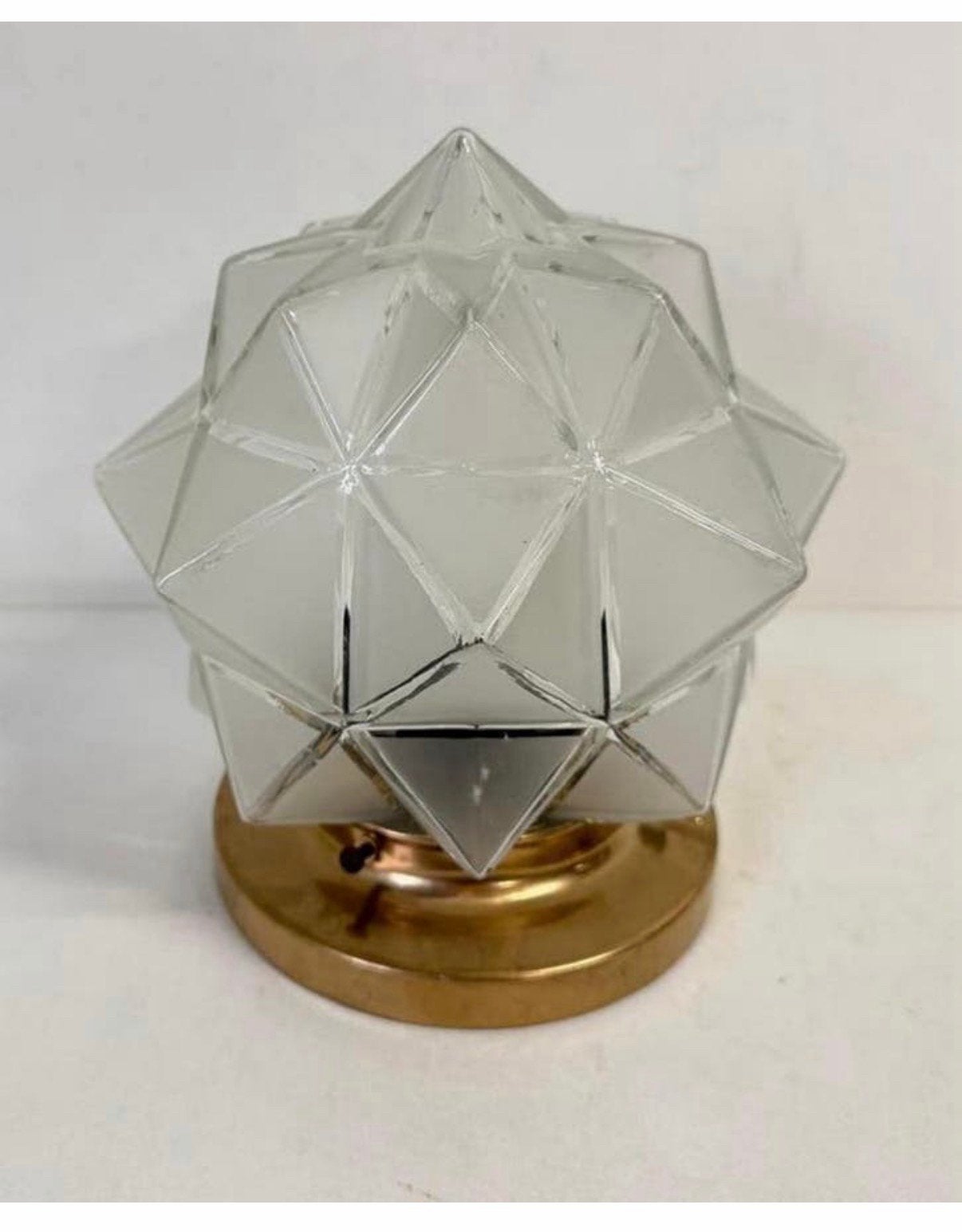 Art Deco STER plafonnière helder en bewerkt glas goud houder, Ophalen of Verzenden, Zo goed als nieuw, Glas