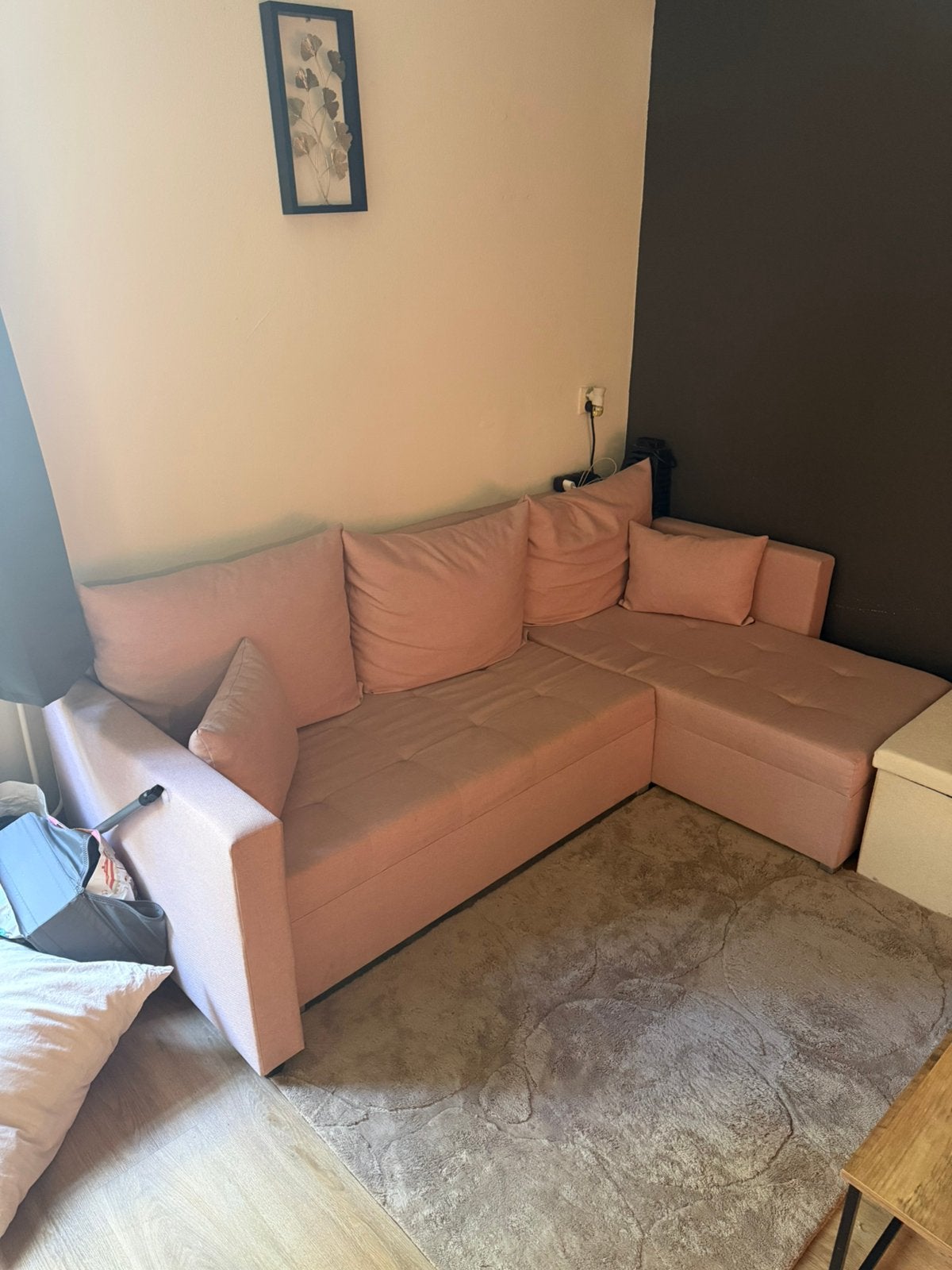 Slaap/hoekbank, Huis en Inrichting, Ophalen, Zo goed als nieuw, Stof, Girly