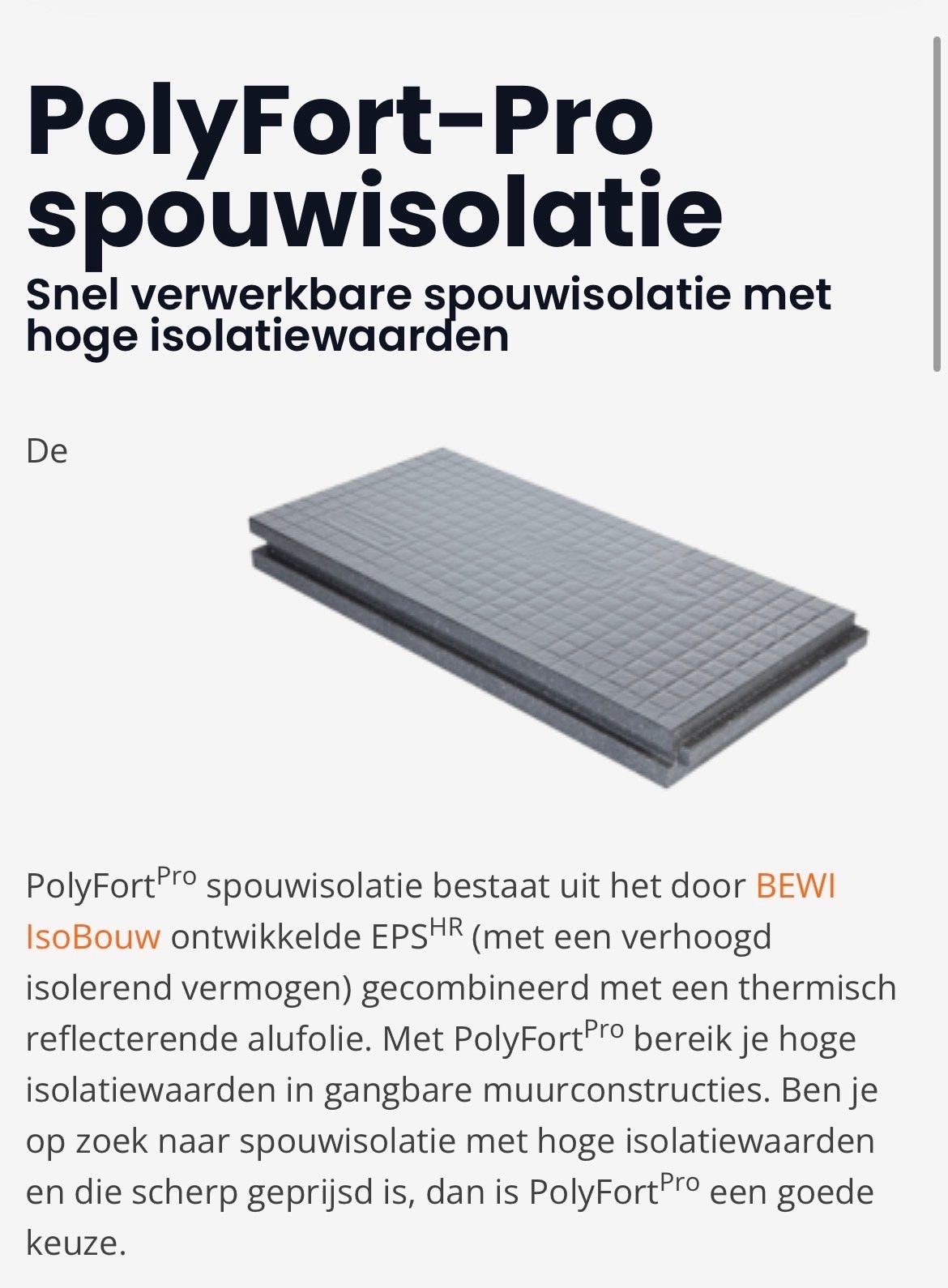 17 pakken Isobouw Polyfort PRO EPS-HR 110mm isolatieplaten, Ophalen, Nieuw, 15 m² of meer, Muurisolatie
