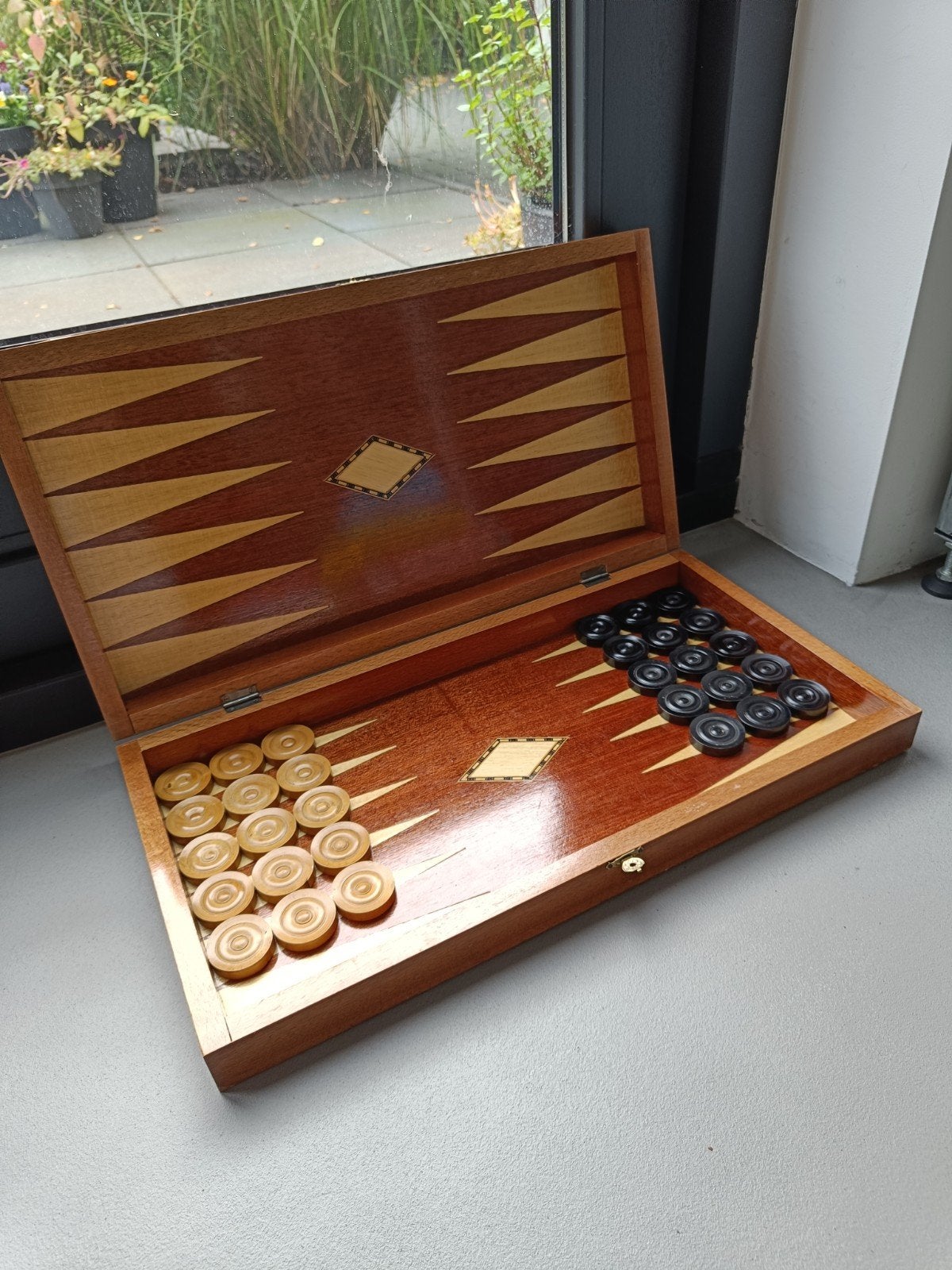 XL Houten Backgammon Deluxe Spel, Een of twee spelers, Ophalen of Verzenden, Gebruikt