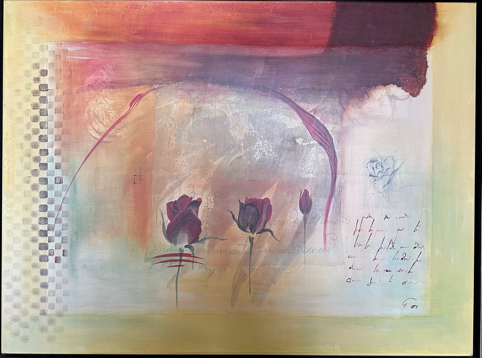 Schilderij op canvas, leuk voor je kantoor of huis 120x90 Cm, Antiek en Kunst, Acrylverf, Gedateerd, Ophalen, Bloemen