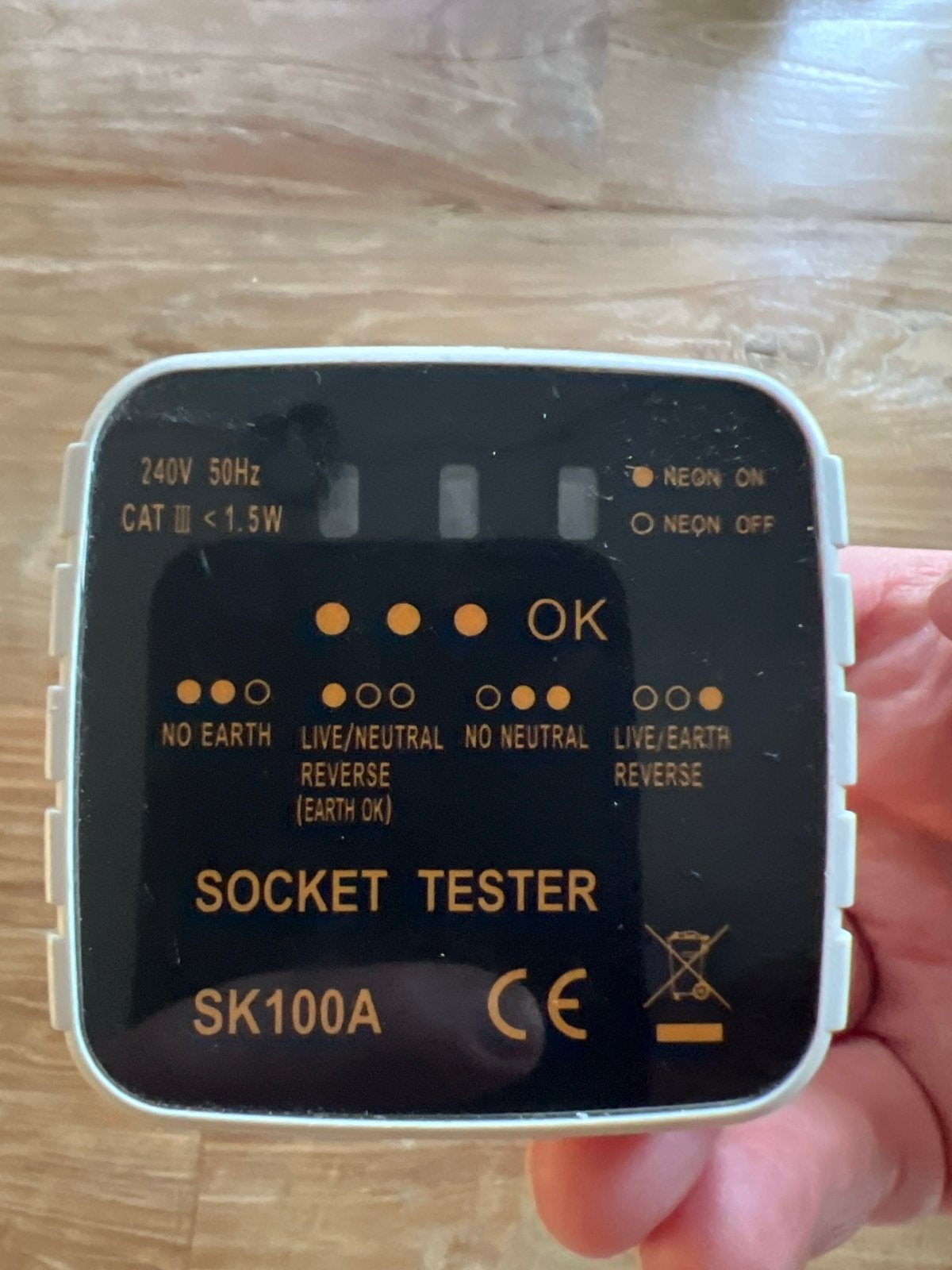 Socket Tester SK100A - Stopcontact Tester, Ophalen of Verzenden, Zo goed als nieuw, Overige merken, Overige typen