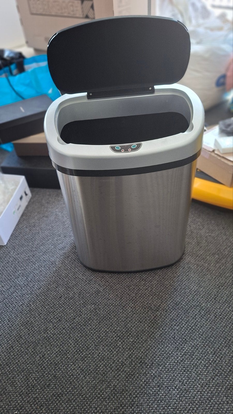 Prullenbak met sensor - RVS - 40 liter, Huis en Inrichting, Gebruikt, 40 liter of meer, Ophalen of Verzenden, Rvs