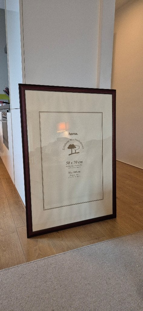 HAMA Houten Wissellijst Kersenhout 77x107cm (ext) Met Glas, Huis en Inrichting, Ophalen, Bruin, 77 cm, Posterlijst