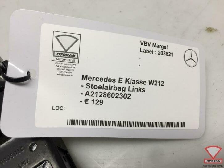mercedes e klasse w212 stoelairbag links a2128602302, Gebruikt, Mercedes-Benz AG, Mercedes-Benz, Ophalen of Verzenden