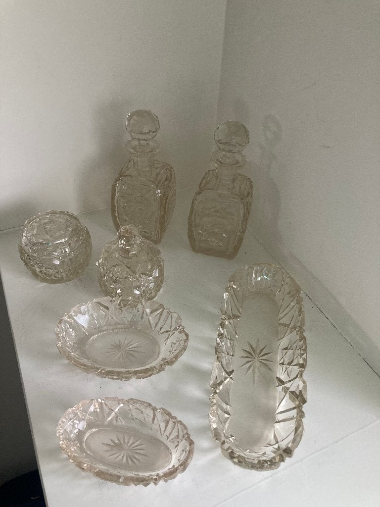 Brocante kristallen kaptafel set, Ophalen of Verzenden