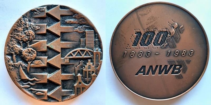 ANWB 1883-1983 van Bommel, Verzenden, Brons, Nederland